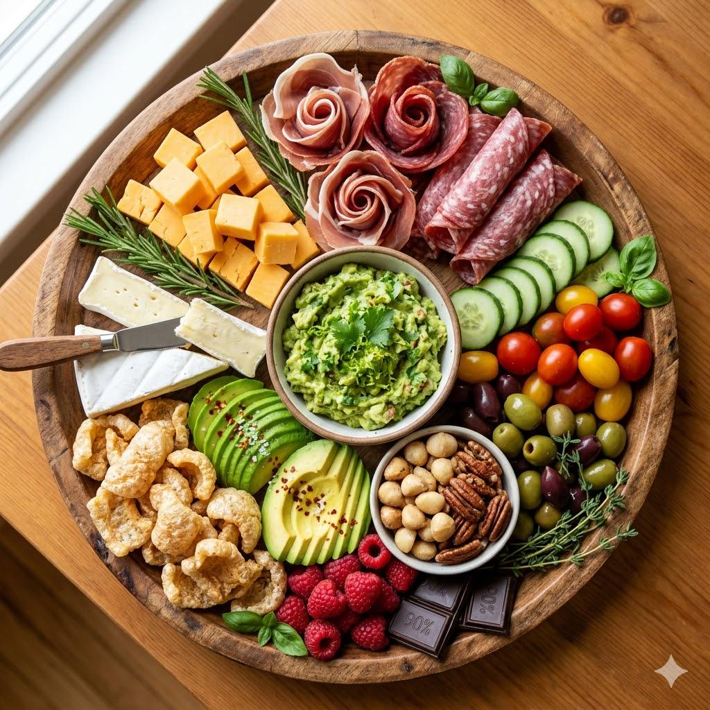 Keto Charcuterie Board Guide | Printable Low-Carb Snack Board PDF | Shopping List + Layout Map | Instant Download