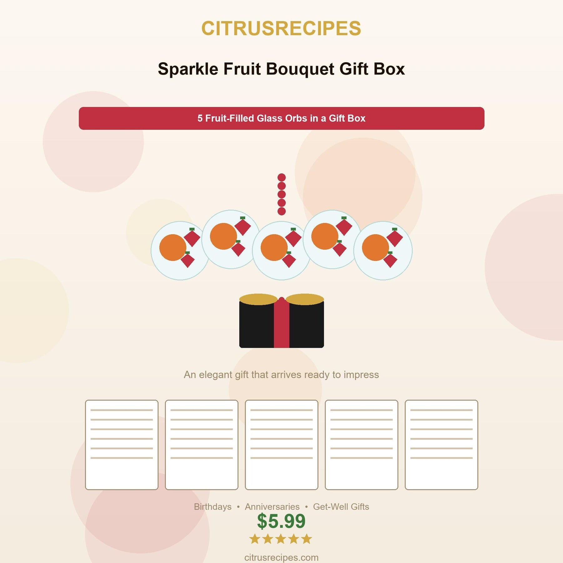 Sparkle Fruit Bouquet Gift Box Guide PDF | Fresh Fruit Orb Arrangement Tutorial | Birthday Anniversary Gift | Instant Download