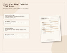 Food Blogger Content Planner printable digital guide preview 1