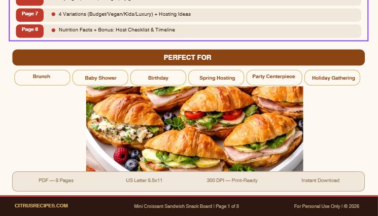 Mini Croissant Sandwich Snack Board Guide printable digital guide preview 2