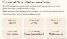 Mediterranean Mezze Snack Board Printable Recipe Ebook – Shopping List Instant PDF Download, Charcuterie Host Guide, Layout Map