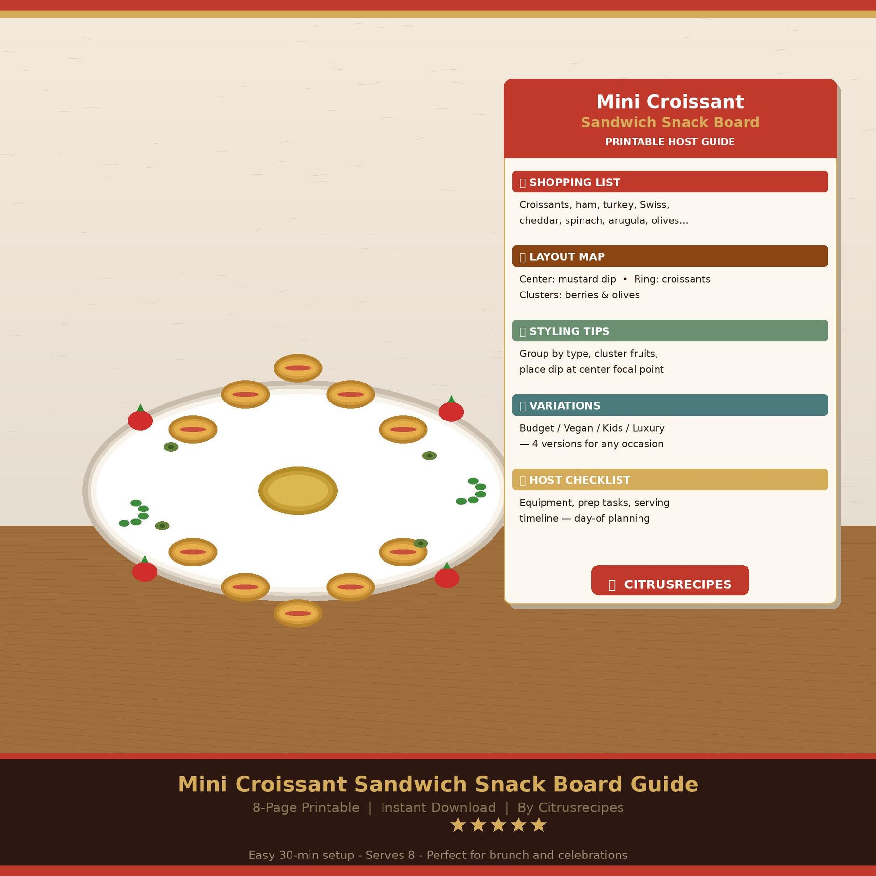 Mini Croissant Sandwich Snack Board Guide printable digital guide preview 6