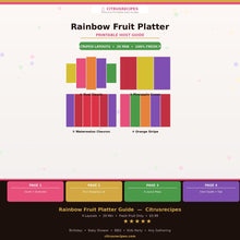 Rainbow Fruit Platter Guide | Printable Striped Fruit Tray PDF | 4 Layout Designs + Shopping List | Party Fruit Board | Instant Download
