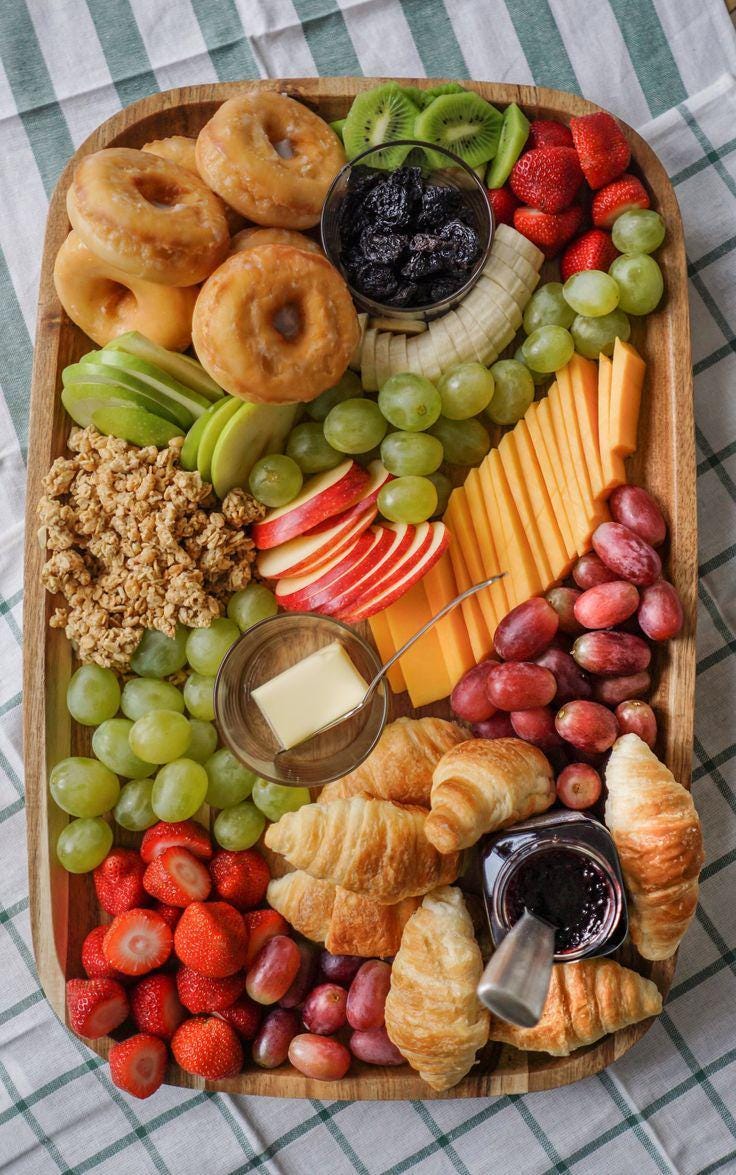 Donut Breakfast Grazing Board Guide – Viral Morning Brunch PDF, Donuts + Croissants + Fruit Layout, Printable Host Checklist
