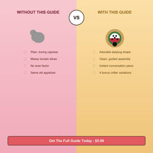 Caprese Ladybug Bruschetta Bites PDF Guide | Tomato Mozzarella Basil Garden Appetizer | Kids Birthday Easter | Instant Download