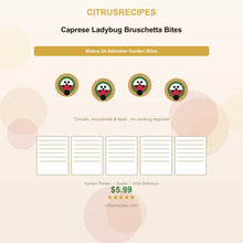 Caprese Ladybug Bruschetta Bites PDF Guide | Tomato Mozzarella Basil Garden Appetizer | Kids Birthday Easter | Instant Download