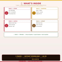Castle Charcuterie Board Guide | Printable PDF Shopping List + Tutorial | Pepperoni Towers + Cheese Walls + Staircase | Instant Download