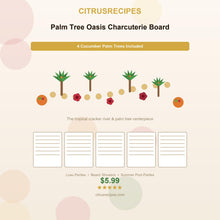 Palm Tree Charcuterie Board Guide PDF | Tropical Cracker River, Cucumber Trees & Salami Roses | Luau Party Printable | Instant Download