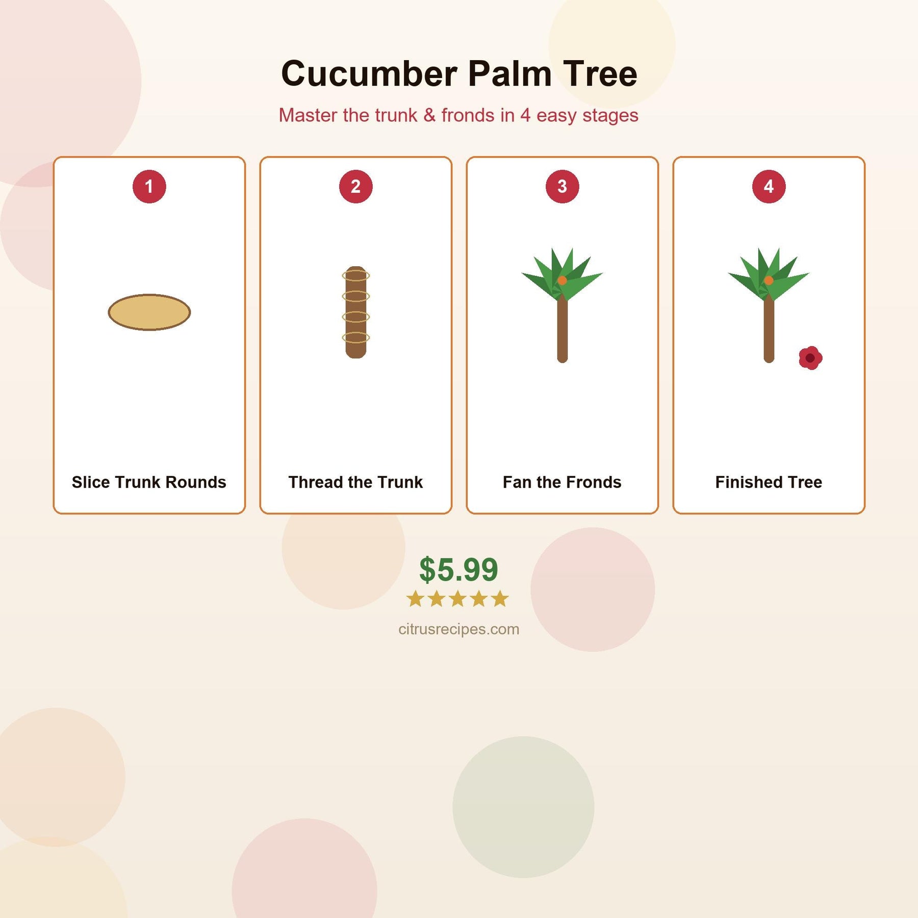 Palm Tree Charcuterie Board Guide PDF | Tropical Cracker River, Cucumber Trees & Salami Roses | Luau Party Printable | Instant Download