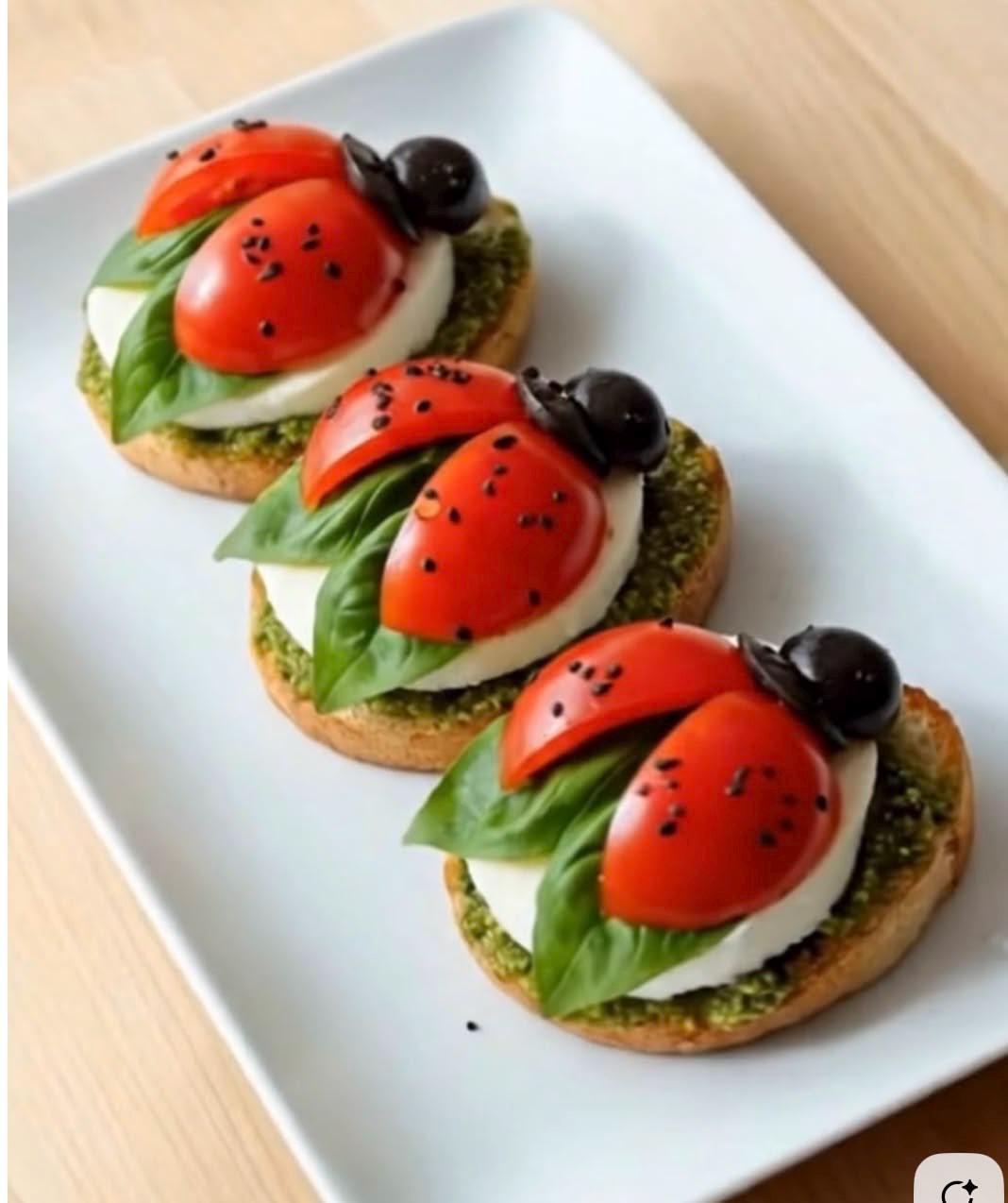 Caprese Ladybug Bruschetta Bites PDF Guide | Tomato Mozzarella Basil Garden Appetizer | Kids Birthday Easter | Instant Download