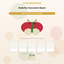 Butterfly Charcuterie Board Guide PDF | Salami Cheese Cucumber Snack Board | Spring Bridal Baby Shower Party | Instant Download