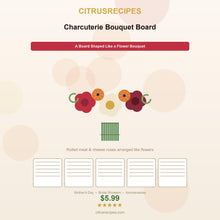 Charcuterie Bouquet Board Guide PDF | Meat Cheese Rose Flower Board Tutorial | Mother Day Bridal Shower Gift | Instant Download