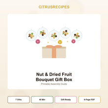 Nut and Dried Fruit Bouquet Gift Box PDF Guide | Edible Arrangement Tutorial | Birthday Corporate Client Gift Idea | Instant Download