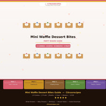 Mini Waffle Dessert Bites Guide | Printable Party Dessert Board PDF | 6 Topping Combos + Shopping List + Timeline | Instant Download