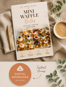 Mini Waffle Dessert Bites Guide | Printable Party Dessert Board PDF | 6 Topping Combos + Shopping List + Timeline | Instant Download