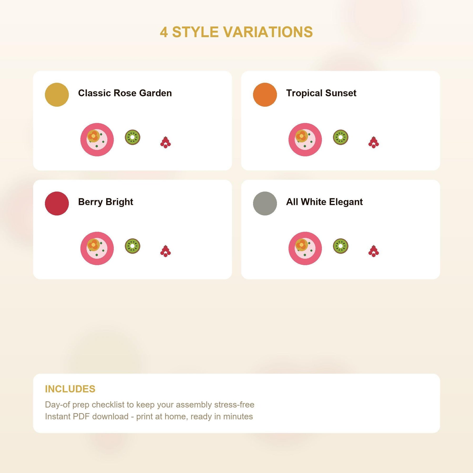 Watermelon Rose Fruit Cupcakes PDF Guide | Mango Rose Fruit Platter Tutorial | Bridal Shower Party Idea | Instant Download PDF