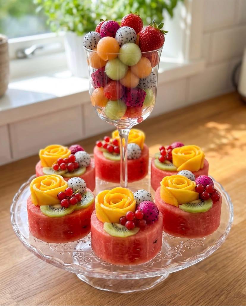 Watermelon Rose Fruit Cupcakes PDF Guide | Mango Rose Fruit Platter Tutorial | Bridal Shower Party Idea | Instant Download PDF