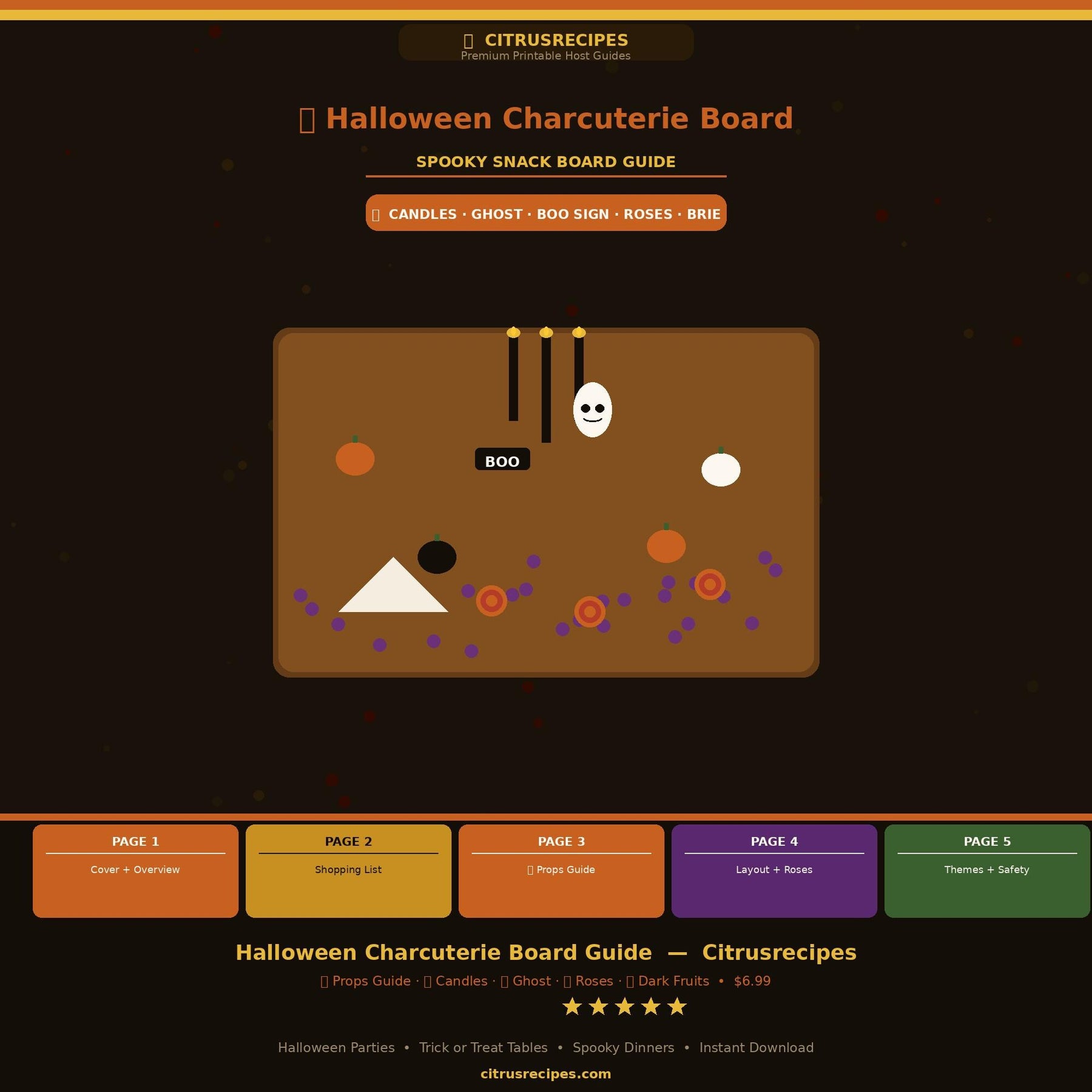Halloween Charcuterie Board Guide | Printable Spooky Snack Board PDF | Shopping List + Props Guide + Layout Map | Instant Download
