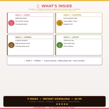 Mini Waffle Dessert Bites Guide | Printable Party Dessert Board PDF | 6 Topping Combos + Shopping List + Timeline | Instant Download