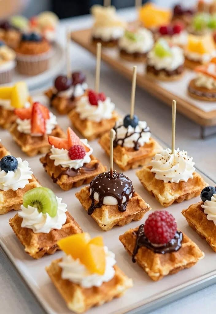 Mini Waffle Dessert Bites Guide | Printable Party Dessert Board PDF | 6 Topping Combos + Shopping List + Timeline | Instant Download
